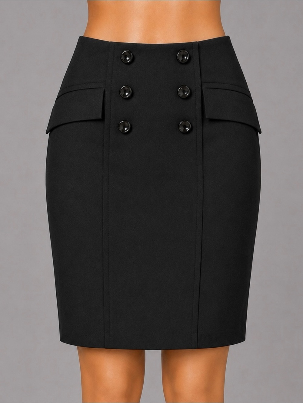 Black Peplum High Waist Pencil Skirt sz 6